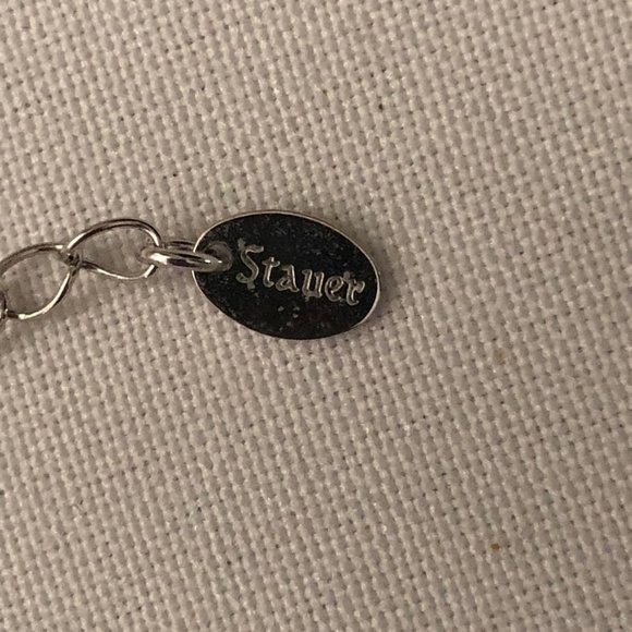 3pc Vintage White/Clear Beaded Gold Tone Earrings, Bracelet & Stauer White Neckl - Picture 6 of 8